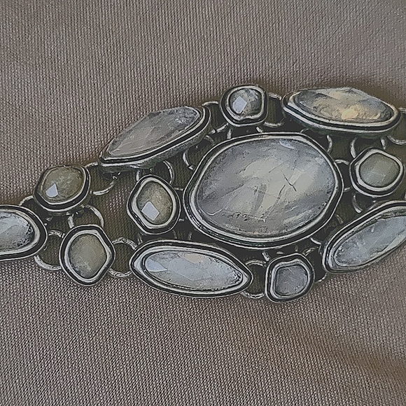 LUCKY BRAND  SILVER  TONE ORGANIC  STONE LINK  BRACELET T31. 7” - Picture 2 of 10